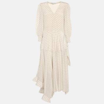 Pre Owned فستان ستيلا ماكارتني مارلي متوسط الطول بطبعة شعار أبيض مقاس صغير