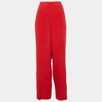 مملوكة مسبقًا Stella McCartney Red Silk Wide Leg Pants 