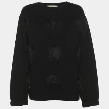 Pre Owned Stella McCartney Black Jersey Embroidered Sweater S