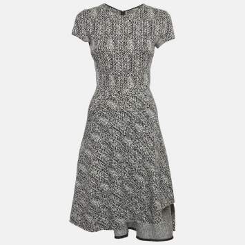 Pre Owned Stella McCartney Black/White Wool Blend Flared Mini Dress S