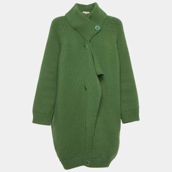 Pre Owned معطف تريكو ثقيل أخضر ستيلا مكارتني مقاس صغير