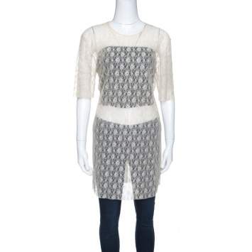 Pre Owned Stella McCartney Beige Jasper Rosebud Sheer Lace Top M