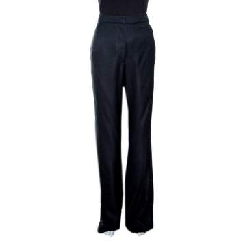 Pre Owned Stella McCartney Black Textured Wide Leg Pants XL