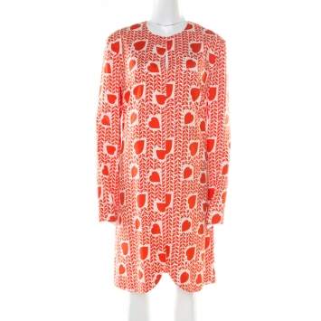 Pre Owned Stella McCartney Orange Heart Printed Shift Dress M