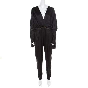 Pre Owned Stella McCartney Black Satin Embellished Morgane Aio Jumpsuit XS