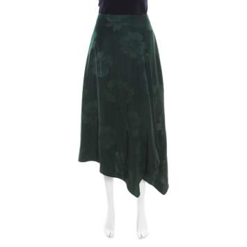 Pre Owned Stella McCartney Green Magnolia Pattern Jacquard Asymmetric Cecilia Skirt M