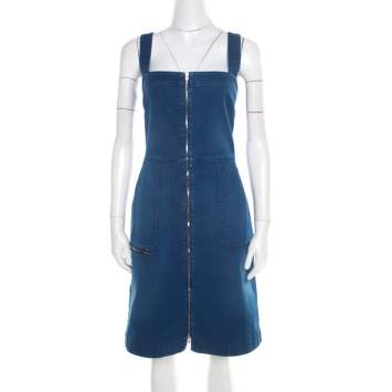 Pre Owned Stella McCartney Indigo Denim Zip Front Sleeveless Dress M