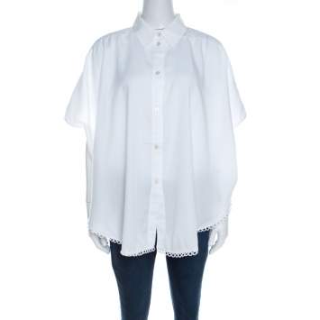 Pre Owned Stella McCartney White Eyelet Embroidered Oversized Box Shirt L