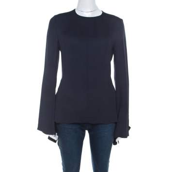 Pre Owned Stella McCartney Navy Blue Crepe Peplum Detail Leonore Top S 