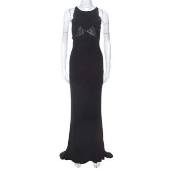 Pre Owned Stella McCartney Black Crepe Lace Insert Sleeveless Maxi Dress XS