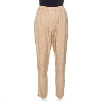 Pre Owned Stella McCartney Beige Jacquard Elasticized Waist Trousers S