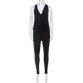 Pre Owned Stella McCartney Black Jersey Draped Cowl Neck Jumpsuit S