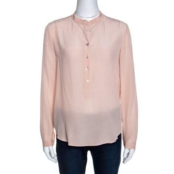 Pre Owned Stella McCartney Blush Pink Silk Long Sleeve Blouse XS