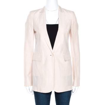 Pre Owned Stella McCartney Pale Pink Linen Tailored Blazer XS