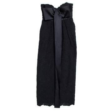 Pre Owned Stella McCartney Black Lace Bow Detail Strapless Dress S