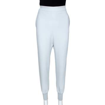Pre Owned Stella McCartney Pale Blue Stretch Crepe Julia Trousers M