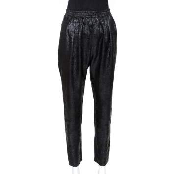 Pre Owned Stella McCartney Black Lurex Floral Silk Jacquard Christine Pants S