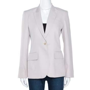 Pre Owned Stella McCartney Pale Ecru Silk Blend Tailored Blazer S