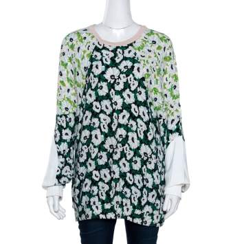 Pre Owned Stella McCartney Multicolor Floral Print Crepe Paneled Top M