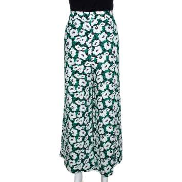 مملوكة مسبقًا Stella McCartney Green Floral Printed High Waist Wide Leg Maude Trousers M