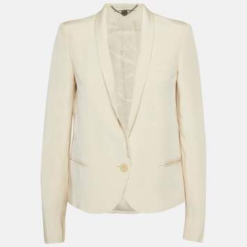 Pre Owned Stella McCartney Cream Silk Single Breasted Blazer S