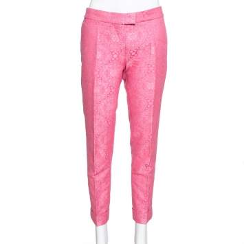 مملوكة مسبقًا Stella McCartney Neon Pink Cotton Jacquard Tapered Pants S