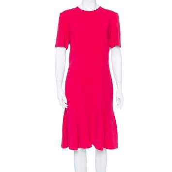 Pre Owned Stella McCartney Crimson Red Crepe Flared Midi Dress L