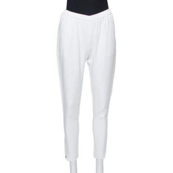 Pre Owned Stella McCartney White Jersey Zipper Detail Tamara Pants S