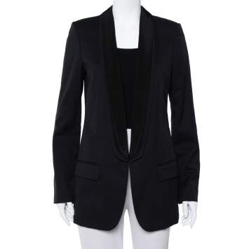 Pre Owned Stella McCartney Midnight Blue Wool Contrast Trim Detail Mathilda Blazer L