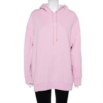 Pre Owned Stella McCartney Pink Cotton Logo Printed Hoodie M