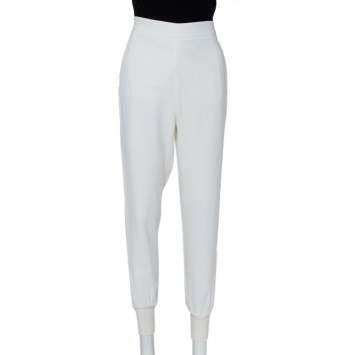 Pre Owned Stella McCartney White Crepe Julia Joggers S