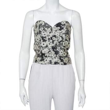 Pre Owned Stella McCartney Monochrome Jacquard Bustier Top M