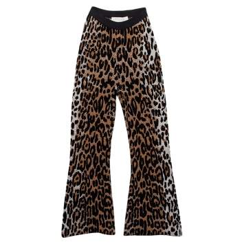 Pre Owned Stella McCartney Brown Leopard Print Jacquard Bootcut Cropped Pants XS
