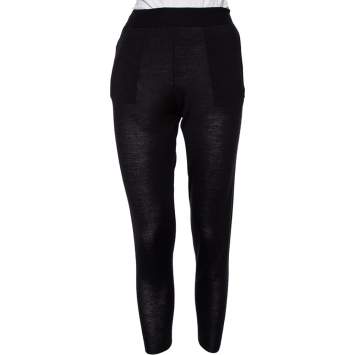 Pre Owned Stella McCartney Black Cashmere & Silk Knit Tapered High Rise Pants S