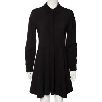 Pre Owned Stella McCartney Black Crepe Long Sleeve Flared Dress S 
