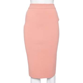 Pre Owned Stella McCartney Pale Pink Wool Knit Pencil Skirt S