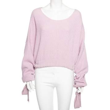 Pre Owned Stella McCartney Lilac Cashmere Knit Tie Detail Asymmetrical Sweater S