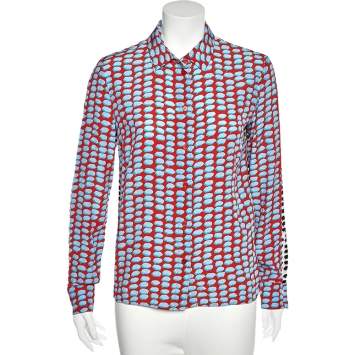 Pre Owned Stella McCartney Multicolored Printed Silk Button Front Shirt M