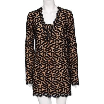 Pre Owned Stella McCartney Black Lace Mini Shift Dress S