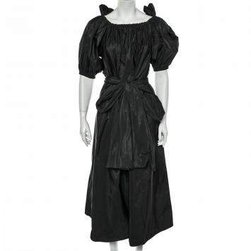 Pre Owned Stella McCartney Black Synthetic Silk Belted Midi Dress M
