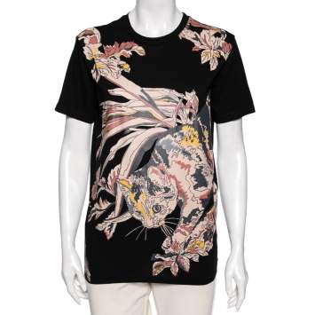 Pre Owned Stella McCartney Black Printed Cotton Top XS