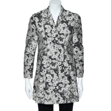 Pre Owned Stella McCartney Monochrome Floral Jacquard Button Front Jacket S