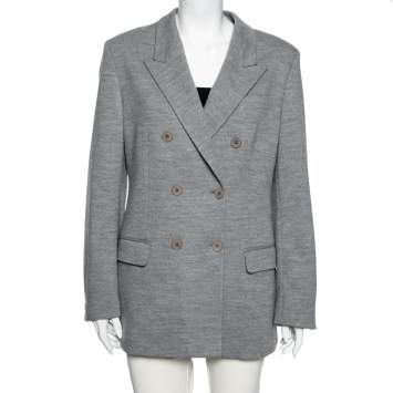 Pre Owned Stella McCartney Grey Wool Double Breasted Blazer M