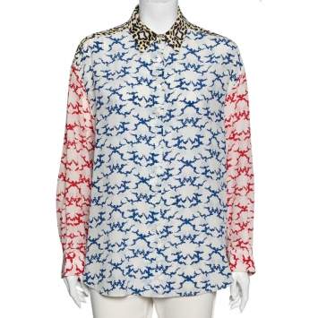 Pre Owned Stella McCartney Multicolor Printed Silk Button Front Shirt M