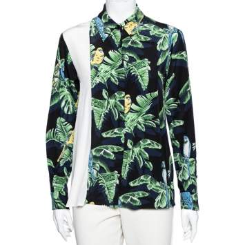 Pre Owned Stella McCartney Multicolor Parrot Printed Silk Button Front Shirt & Pant Set XS