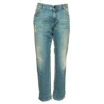 Pre Owned Stella McCartney Blue Two Toned Distressed Denim Jeans M