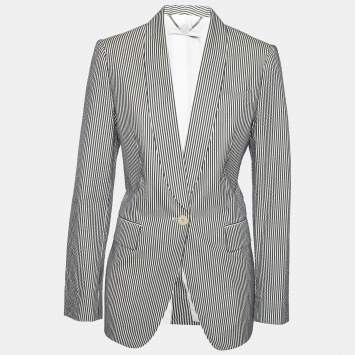 Pre Owned Stella McCartney White and Black Cotton Striped Blazer M