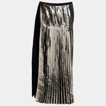 Pre Owned Stella McCartney Black and Gold Crepe Pleated Carmen Skirts M