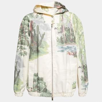 Pre Owned Stella McCartney Cream Printed Cotton Jay Landscape Hooded Jacket M