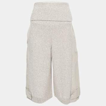 مملوكة مسبقًا Stella McCartney Beige Knit & Linen Paneled High Waisted Culottes XS